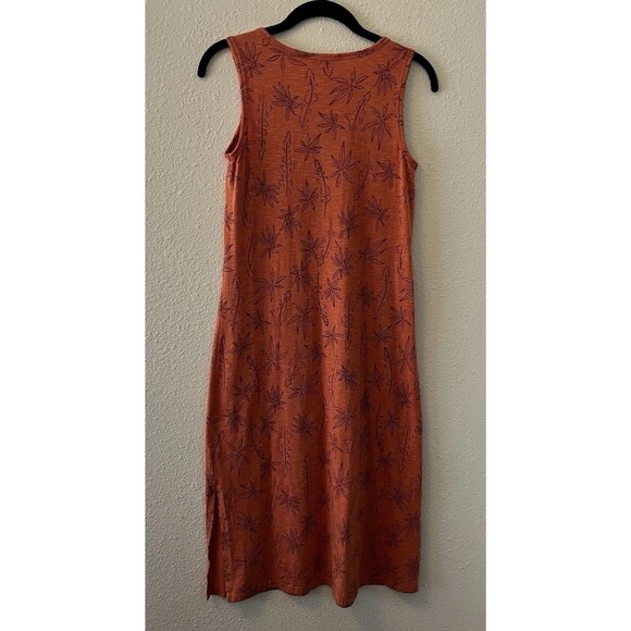 Toad & Co Midi Dress Size XS Samba Paseo Tencel Organic Cotton Burnt Orange Palm - Picture 8 of 16